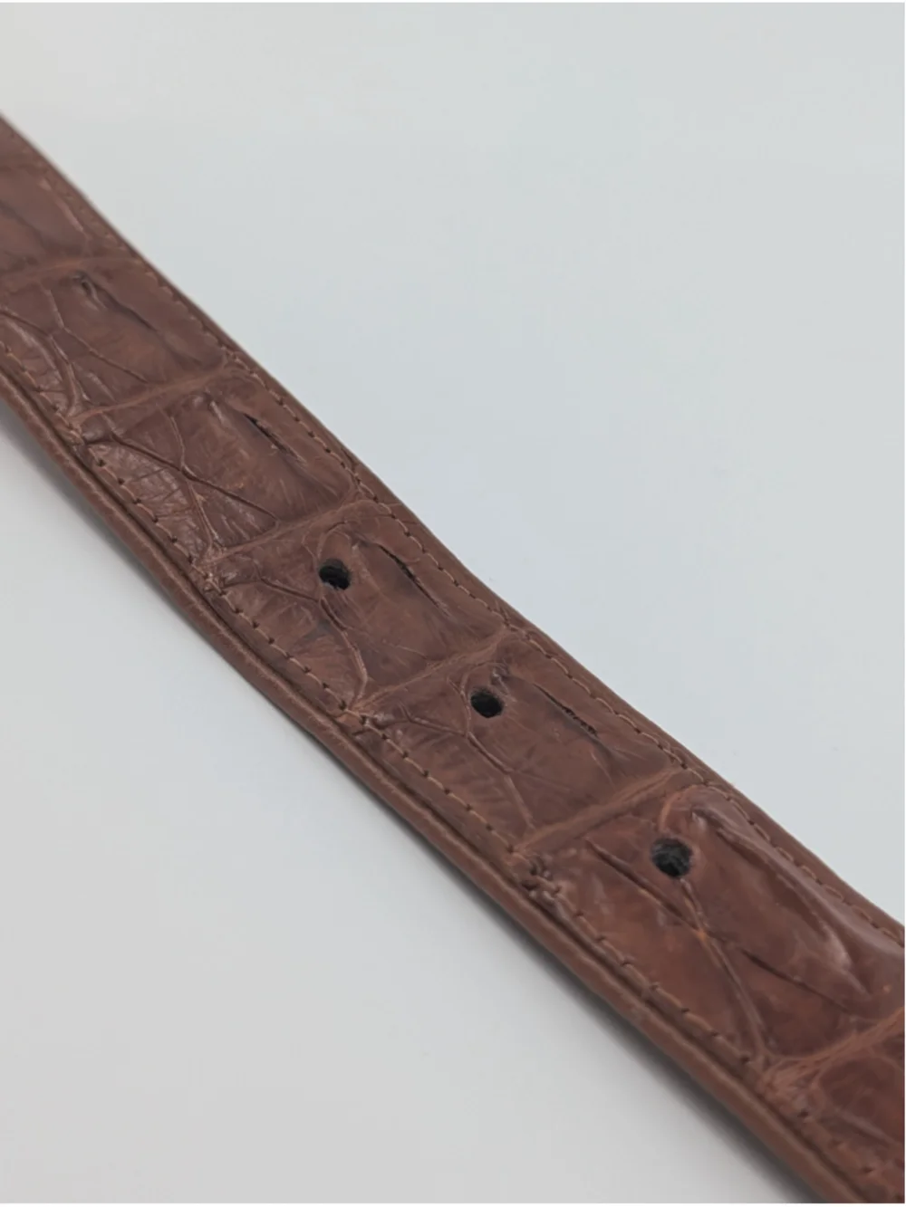 Vintage Brown Croc Embossed Leather Belt Gold Silver Cable Buckle 90s Western